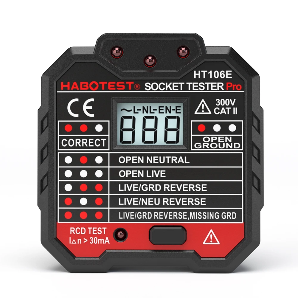 HABOTEST HT106D/HT106E/HT106D ЕС вилка Великобритании Расширенный тестер электрической розетки Автоматическое тестирование провода автоматический Выключатель детектор