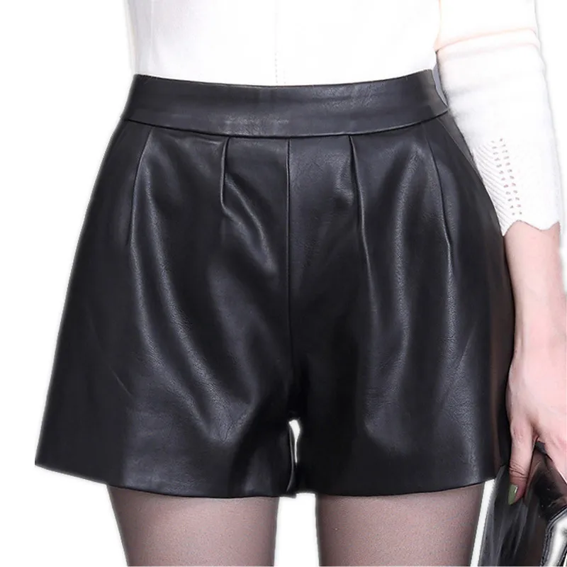 plus size high waisted leather shorts