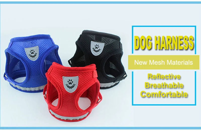 Nylon Dog Harness Leash Set Reflective Small Pet Puppy Cat Vest Harnesses Breathable Mesh Harness For Small Medium Dogs S-XL