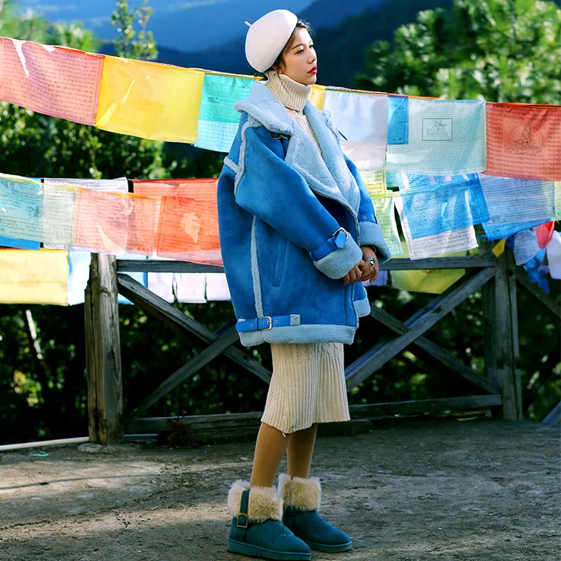 Supérieure Livraison Gratuite Chaud Vêtements Longues Manteaux En Manteau De Qualité À Mode Cachemire Pour Manches Daim 2019 Vestes Bleu Femmes Sortie D'hiver Nouvelle 5j3Lq4AR
