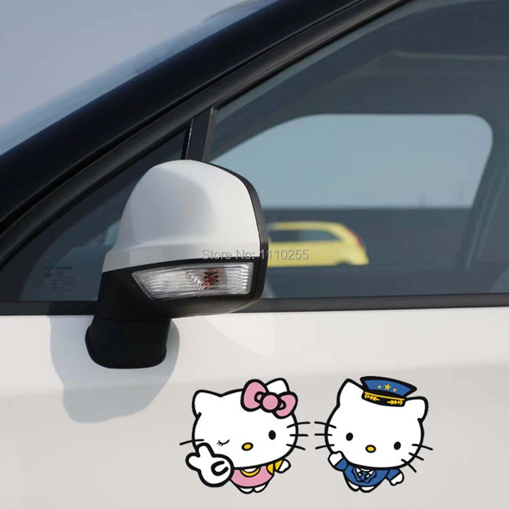

Aliauto A Pair of Lover Hello Kitty Lovely Car Stickers And Decal for Toyota Ford Chevrolet Volkswagen Honda Hyundai Kia Lada