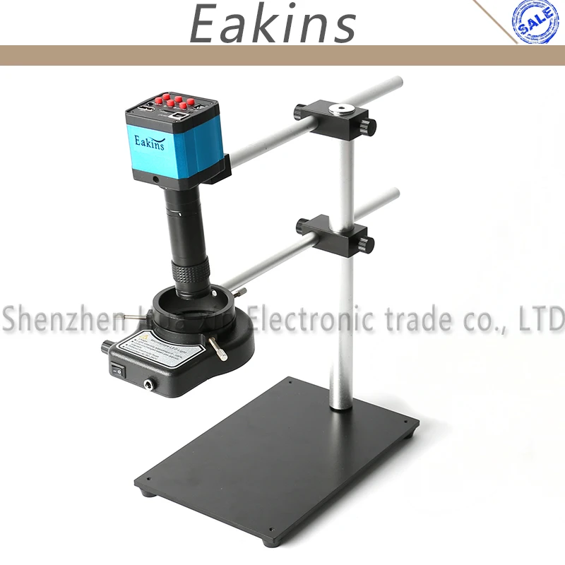 

1080P 21MP Industry HDMI Video Microscope Camera Adjustable Dual Rotatable Boom Stand Holder+144LED Light+1-100X C-mount Lens