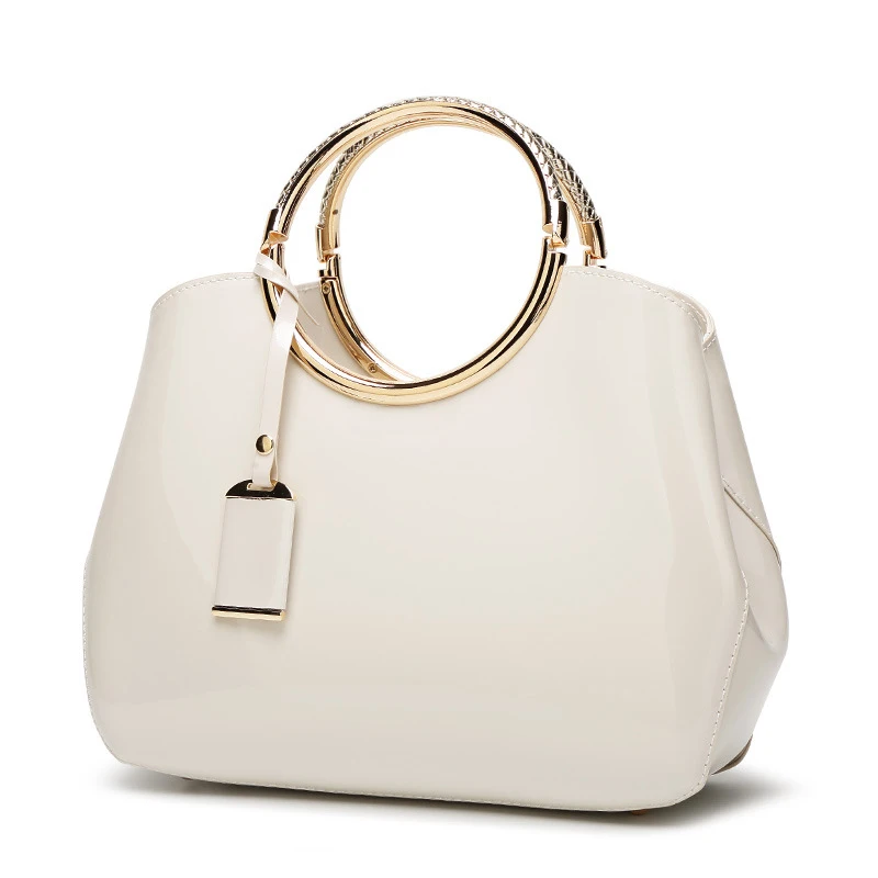 

Simple Women Shoulder Bag PU Leather Metal Ring Handle Handbag Crossbody Messenger Bags FBE3