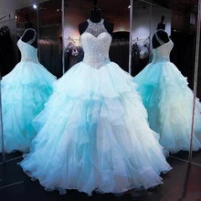 Vestidos De 15 Anos пышные платья на заказ, Украшенные бусинами и кристаллами, милое 16 платье, Голубое Бальное платье, платья для благовоний