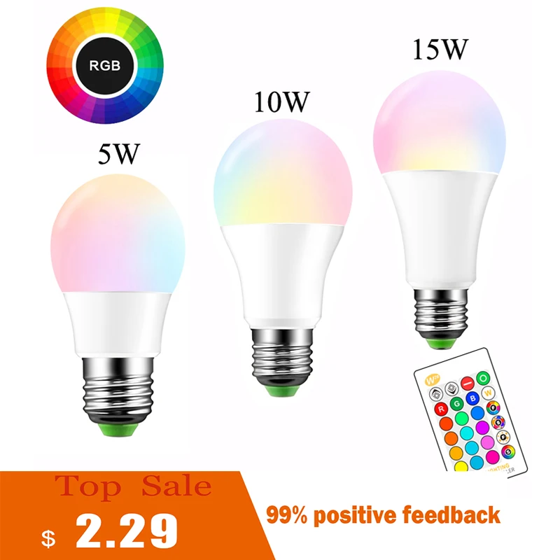 

E27 LED 16 Color Changing RGB Magic Led Bulb 5/10/15W 85-265V RGB Led Lamp Spotlight + IR Remote Control LED Bulbs For Home