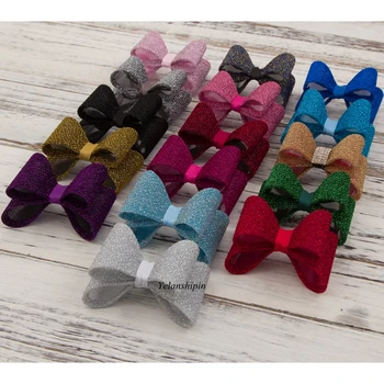 

120pcs/lot 16colors Luxe Gold Dust Hair Bows Clips For Headbands Heads Shiny Hard PVC Bow Clip For Kids Hair Accessories DIY