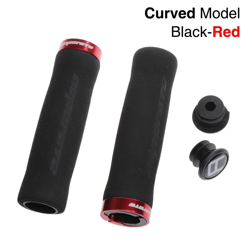 Односторонняя блокированная дорожная велосипедная ручка силиконовая губка противоскользящая MTB велосипедная ручка мягкая Сверхлегкая горная ручка велосипедного руля - Цвет: Curver-Red