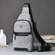 Japanese Style Men’s Chest Bag Satchel Korean Tide Men Leisure Summer Canvas Bag Gray Chest Pack