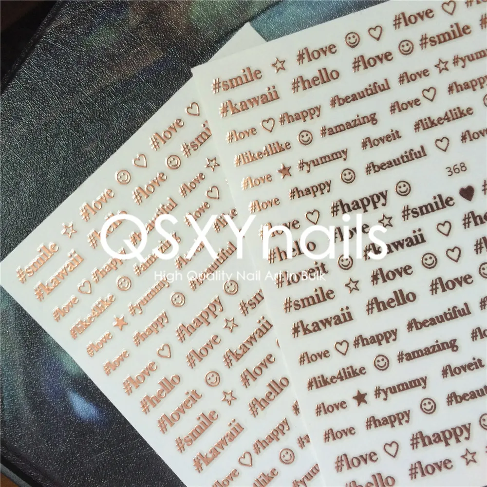 

Hot 2pcs Rose Gold 3D Metal Letter Words Pattern Nail Art Sticker Adhesive Sticker Decals for Manicure Decoration