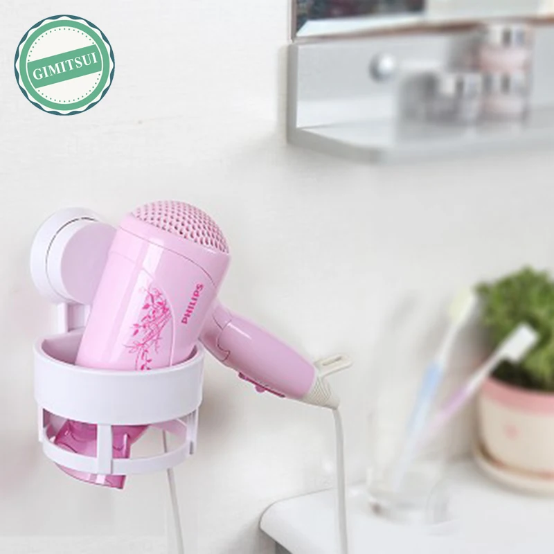 Blow Hair Dryer Stand Flat Wall Suction Cup Hanger Holder Wire
