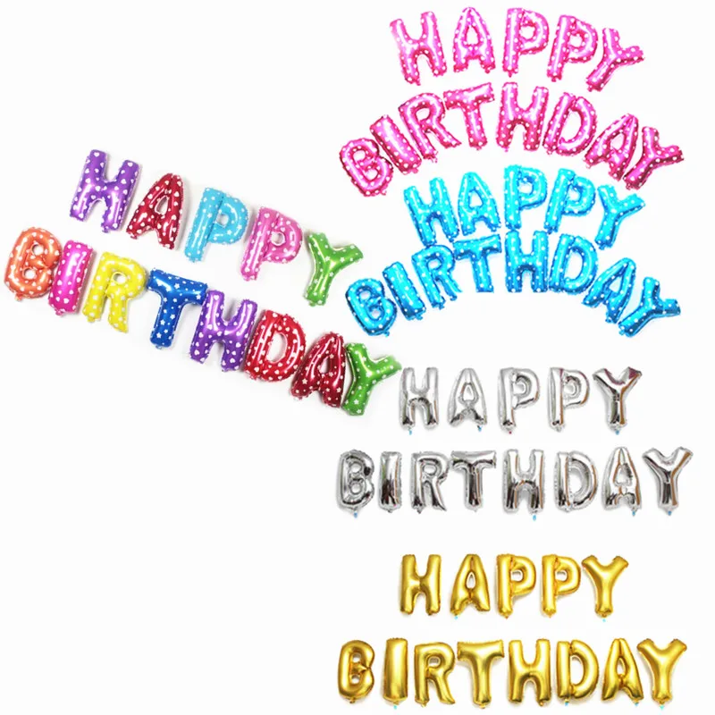 

BINGTIAN new gold - silver - Pink - Blue - multicolor letters Happy Birthday Balloons letters Balloons