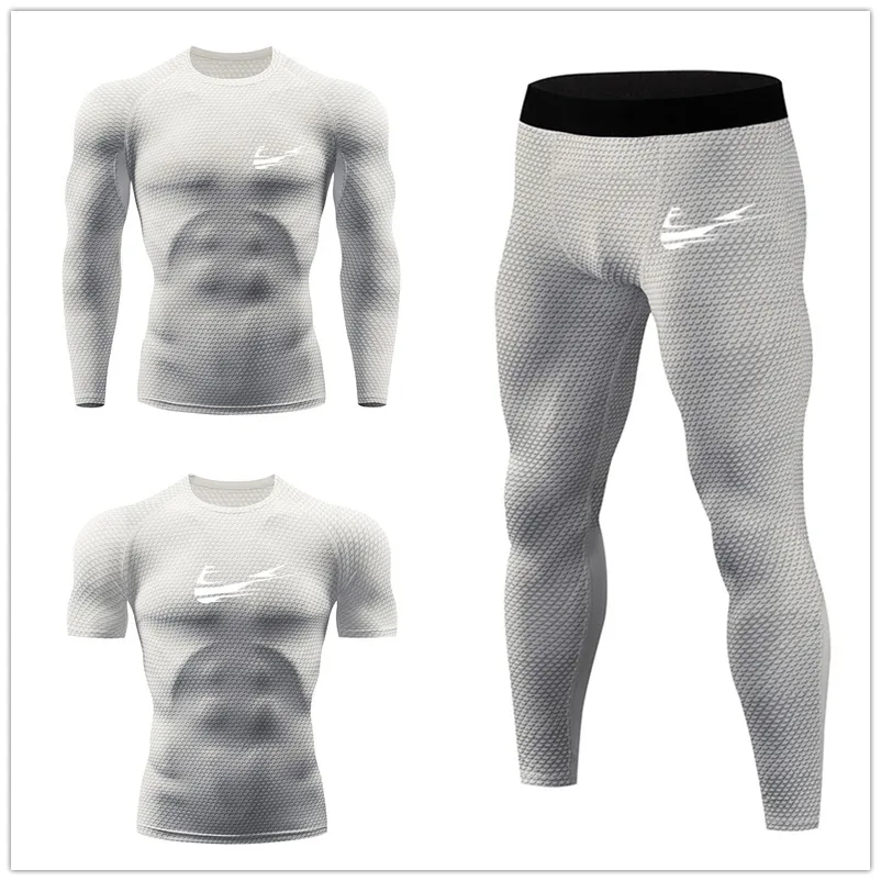 

Compressed Men's Shirt Print MMA Radiation Protection 3D Set 2019 Men's Long Sleeve TShirt + Tights Men's Three-Piece Sweatpants