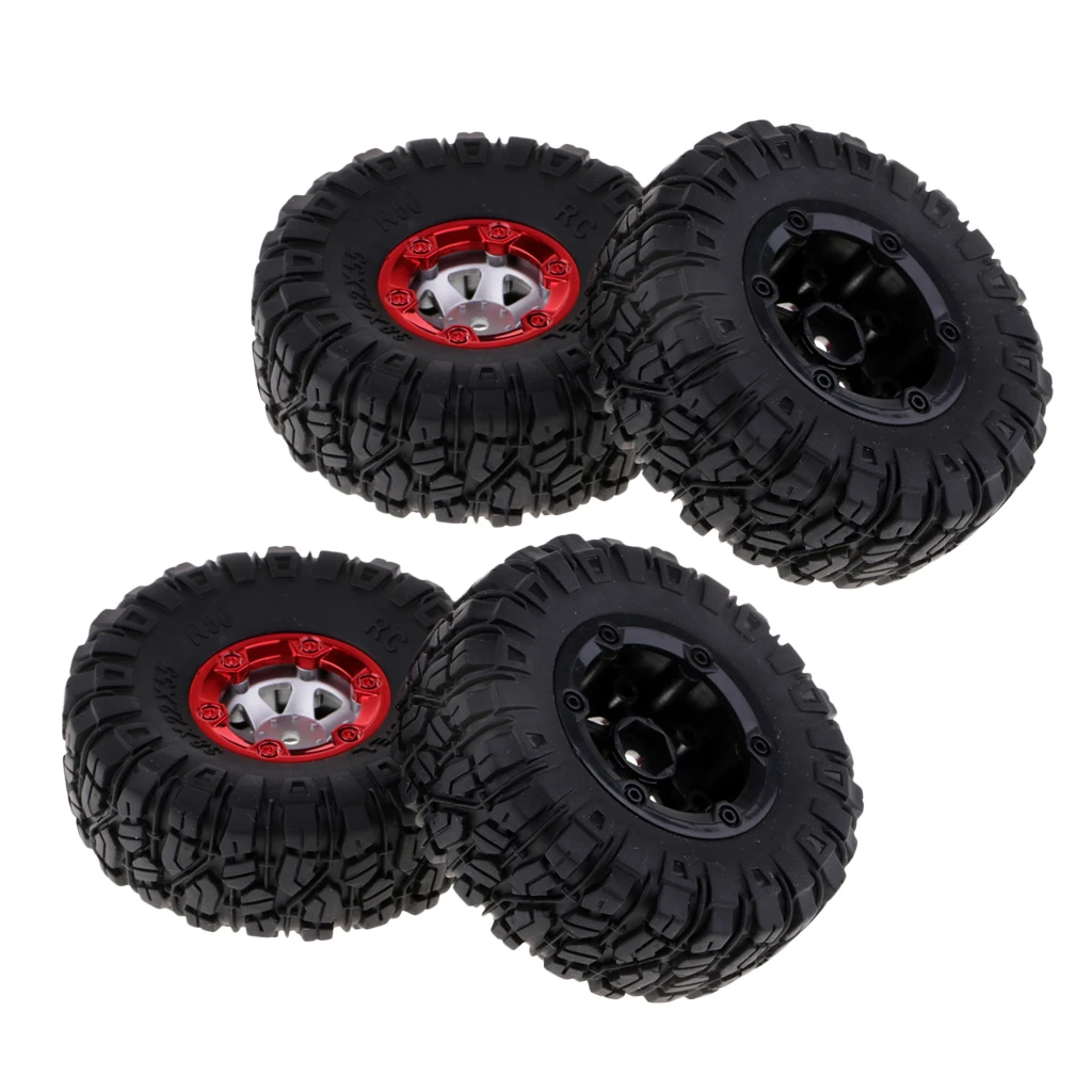 MagiDeal 1:12 RC Truck Crawlers 100mm Rubber Tires Tyres with Wheel Hex 4x for Wltoys 12428 12423 FY01 FY02 FY03