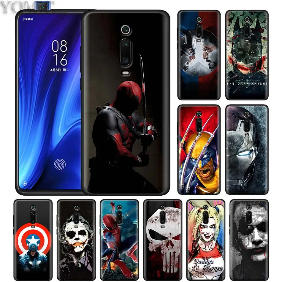 

Marvel avengers Super Hero Black Case for Xiaomi Redmi K20 Pro Note 7 5 6 Pro Redmi 6 7 6A 7A 4X 5 Plus Y3 GO Silicone Soft Case