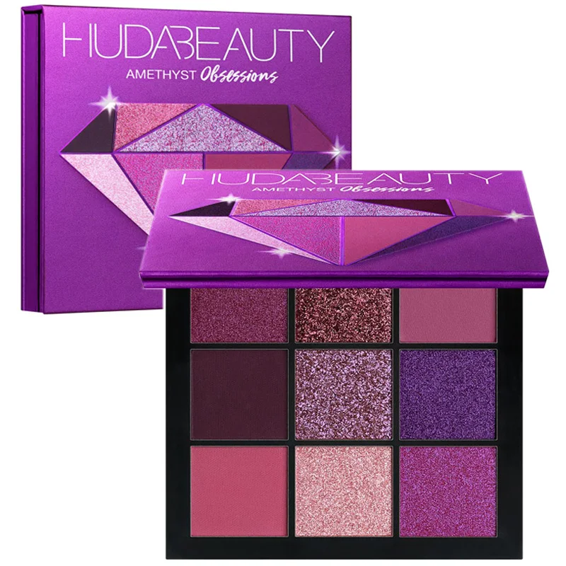 

2018 NEW Huda Beauty Amethyst Obsessions Palette Eyeshadow Pallete Matte Shimmer Nude Makeup Glitter Smoky Eye Shadow Powder