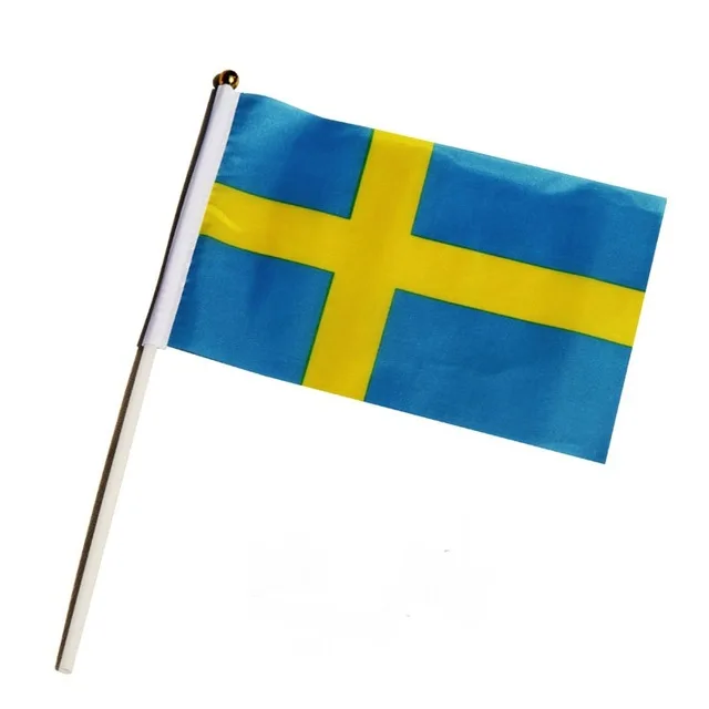 

good quality Small Sweden Flags 14*21 cm with plastic poles polyester material 50pcs/lot