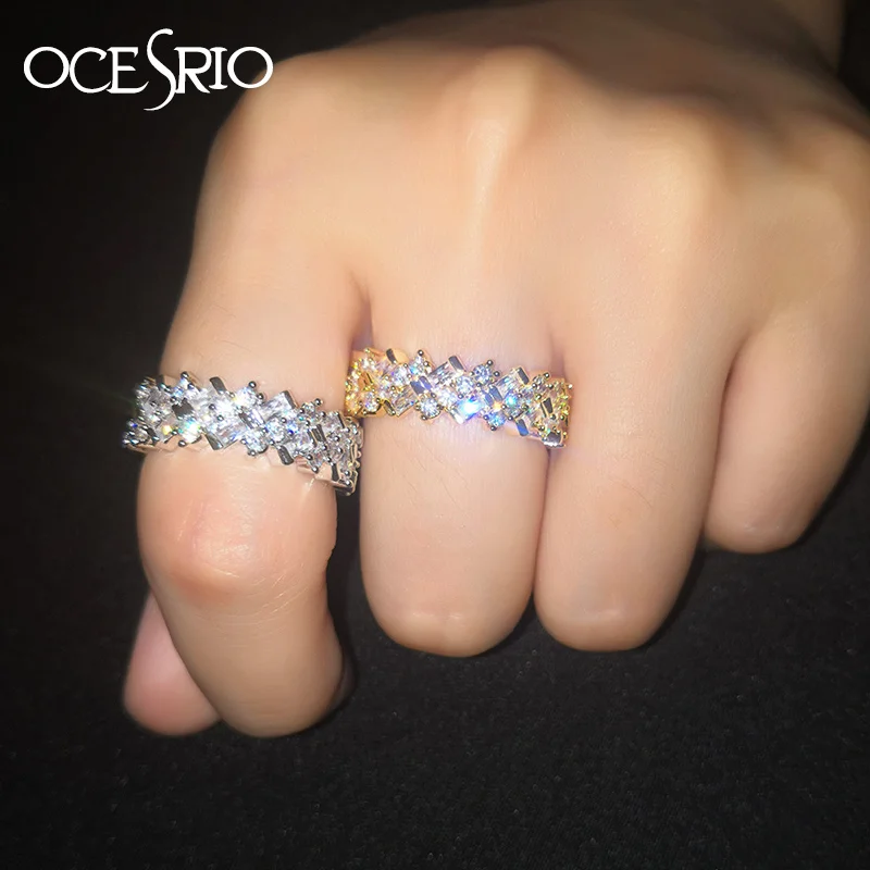 

OCESRIO Korean AAA Zirconia Womens Wedding Band Rings CZ Luxury Ladies Dress Eternity Rings Women Jewelry anillos mujer rig-f89