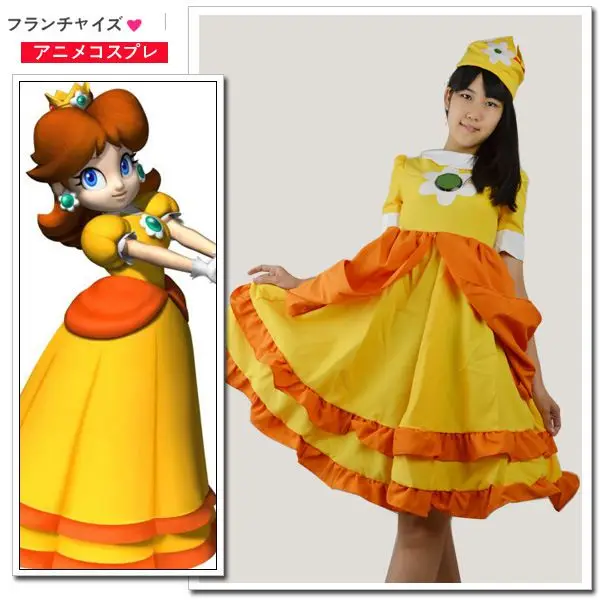Love Live Cosplay Super Mario Daisy Anime Princess Dresses Halloween Costume For Girls on
