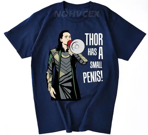 LOKI thor has a small penis забавная футболка новые футболки Забавные топы новинка - Цвет: Тёмно-синий