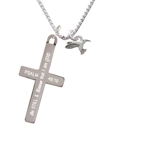 Mini Hummingbird - Be Still and Know - Cross Necklace (1)
