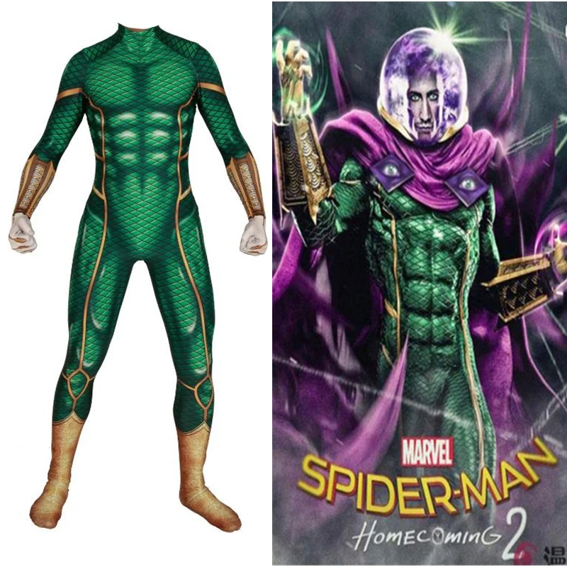 Человек паук: далеко от дома Mysterio Новая версия костюма косплей супергерой zentai