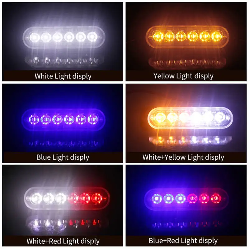 White Yellow 1/2/4 шт. 18 режимов 6LED автомобиль грузовик светильник прямоугольный 18 Вт 1000LM Водонепроницаемый IP67 аварийный Маяк Предупреждение опасности со стробоскопической вспышкой светильник - Цвет: White Yellow