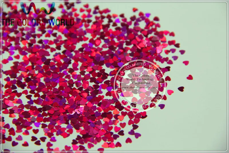 

LM-92 Size 3 mm laser holographic Plum color Glitter paillette Heart shape spangles for Nail Art DIY supplies1pack=50g