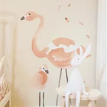 Скандинавский стиль розовая Наклейка на стену для детской комнаты розовый шар в виде фламинго Наклейка на стену s украшение для детской комнаты ПВХ