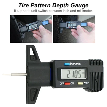 

0-25.4mm Caliper Tread Depth Gauge LCD Digital Tyre Tread Depth Gauge Checker for Motorbike/CarTester/Shoe Pad Tire Repair Tools