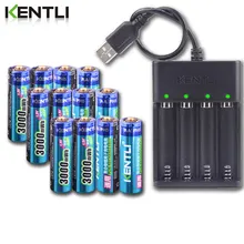 KENTLI AA 1.5V 3000mWh litowo-jonowy akumulator + 4 kanał litowo polimerowy akumulator litowo-jonowy z ładowarką do baterii