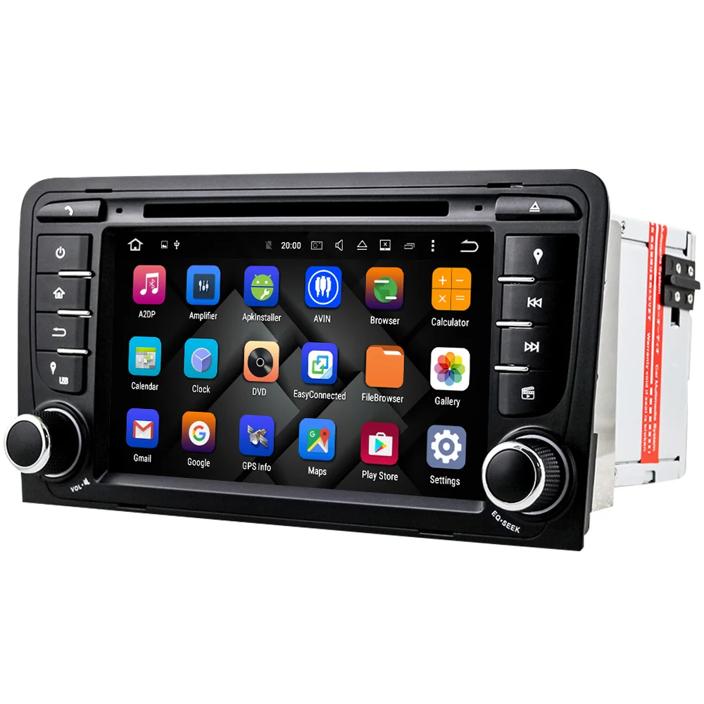 Sale Eunavi 2 din android 9.0 Quad core car dvd player radio gps automotivo for AUDI A3 S3 2002 - 2007 with autoradio wifi bt swc 3
