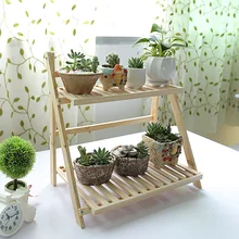 Multilayer wood flower Desktop living room balcony Modern simple flower pot rack Storage rack
