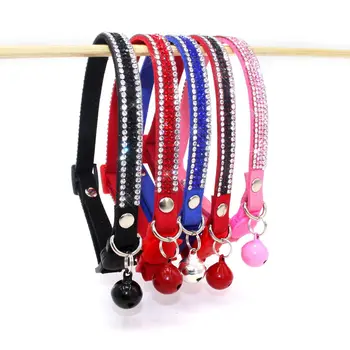 

New sparkling diamond pet collar super-fine soft comfortable cat collar bell safety head insertion cat supplies