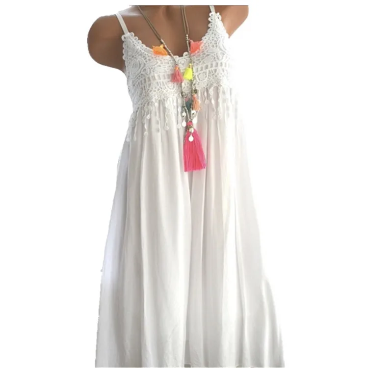 

Women's Sleeveless dress women Summer Tassel Fashion Long Cotton Dress elegant dress plus size#M3Y