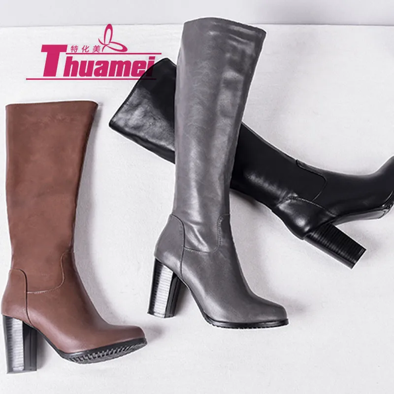 

Platform 9cm High Heels Motorcycle Women's Fashion Knee High Autumn Women Boots Shoes Woman Botas Black #Y0789115F