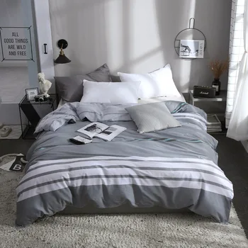 

Home Textile gray Plaid Stripes Duvet Cover 1 Piece Quilt Cover with Zipper Comforter Cover Twin Full Queen Size Free Shipping