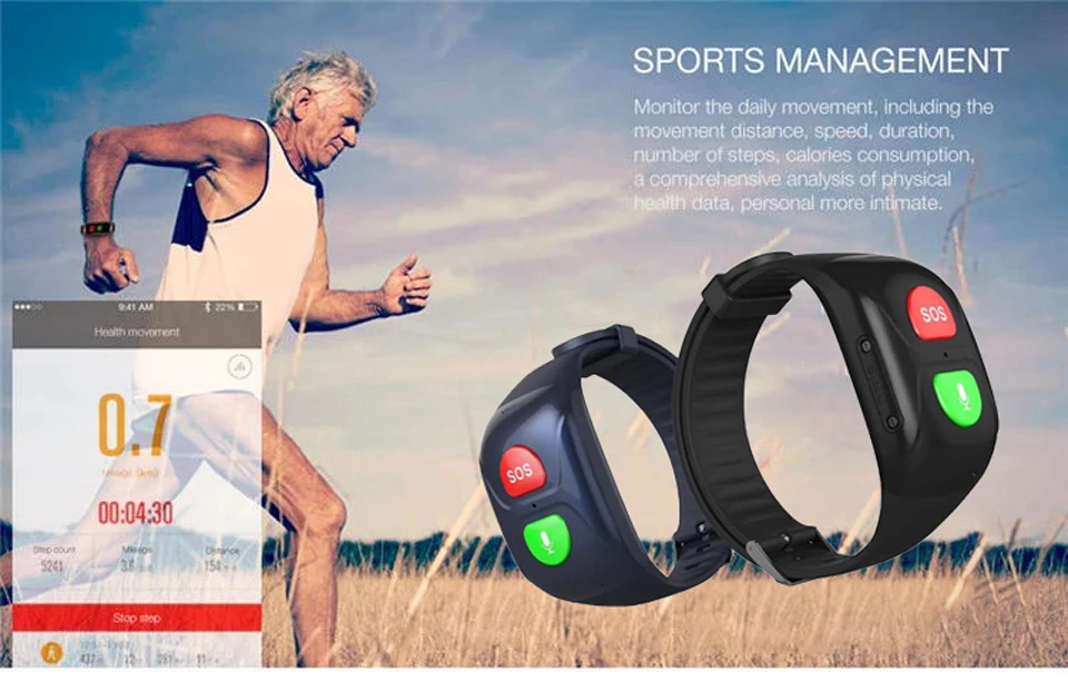 Tanie 2019 inteligentny zegarek starzy mężczyźni kobiety GPS bezpieczna bransoletka z nadajnikiem SOS zadzwoń taśma monitora tętna nadgarstek wodoodporny smartwatch sportowy