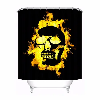 

Custom Fried Skull Black Waterproof Shower Curtain Home Bath Bathroom s Hooks Polyester Fabric Multi Sizes180509-63