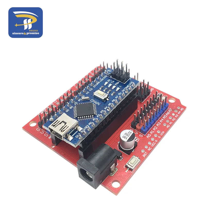 ATMEGA328P нано IO щит и UNO многоцелевой Плата расширения для Arduino NANO 3,0 CH340 CH340G - Цвет: Red Shield with NANO