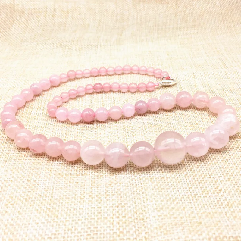 

Natural Rose Quartzs Women Necklace 48CM 6mm 8mm 12mm Beads Jewelry Girl Gifts Jewelry for women accessories Trendy Necklace