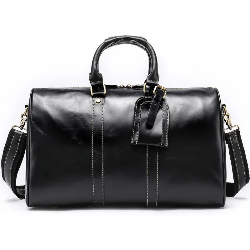 Genuine Leather Travel Bag Men Fashion Large Weekend Duffel Bag Suitcase Carry Travel Bags for ...