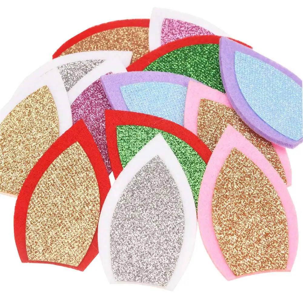 

2PCS Sequin Unicorn Hair Accessories Unicorn Horn Ears DIY Boutique Headwear Accessories No Clips No Barrette for Headband