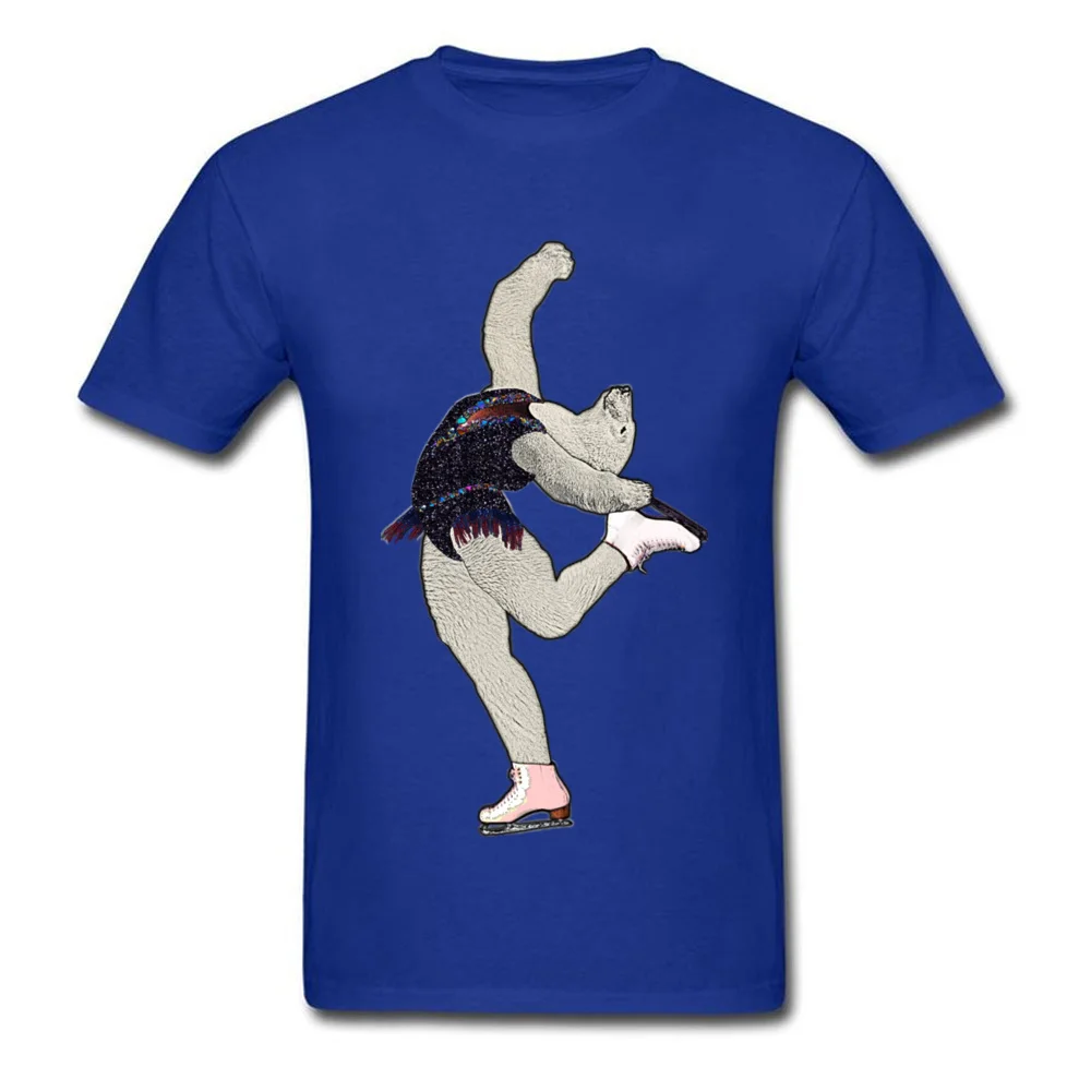 Bear Ice skating 2018 Birthday Tops & Tees O-Neck Pure Cotton Short Sleeve Top T-shirts for Men Tee Shirts Summer Fall Bear Ice skating blue