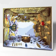 Четыре сезона вращения DIY живопись по номерам ручная роспись маслом гостиная домашний Декор стены произведение искусства 40*50 см