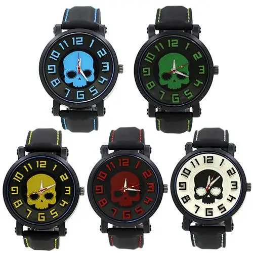

men watch Men's Fashion Skull Head Punk Gothic Sports Silicone Quartz Wrist Watch Jewelry relogio masculino