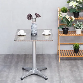 

23 1/2" Stainless Steel Aluminium Square Cafe Bistro Table Lightweight Build Smooth Stainless Steel Table Top easy to clean