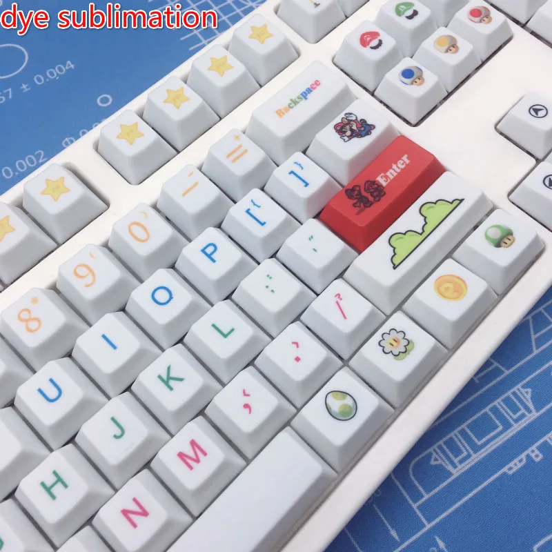 Mario Keycap механическая клавиатура с сублимационной краской, клавиатура PBT, тема Марио, высота для компьютерных игр, Keycap Cherry