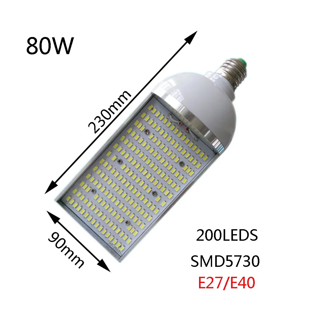 30 Вт 45 Вт 65 Вт 80 Вт 100 Вт E27/E40 светодиодный уличный светильник светодиодный кукурузный светильник светодиодный парковки светильник 2 года гарантии