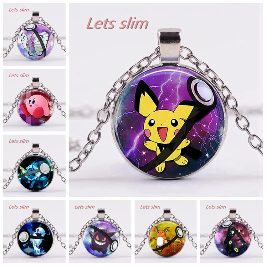 

Best Selling Pikachu Baby Pokeball Leafeon Umbreon Round Glass Dome Pendant Mega Child's Pendant Necklace Vaporeon Pokemon