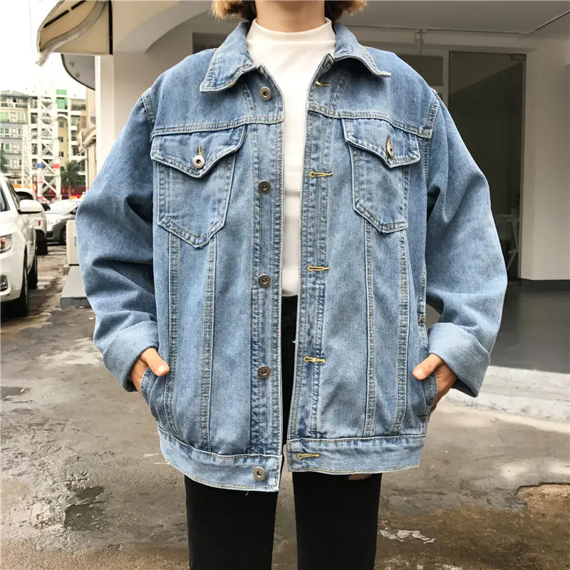 NiceMix 2019 Winter Vintage Jeans Jacket Plus Size Women Coat Plus Size Bomber Jacket Letter Appliques Loose Denim Jackets